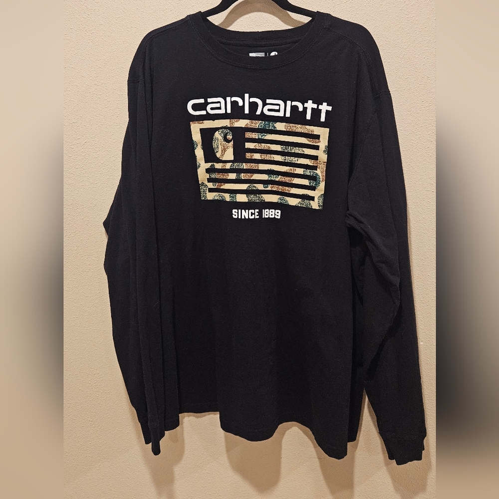 Men's Carhartt Black Graphic Long Sleeve Tee, Size 2XL XXL